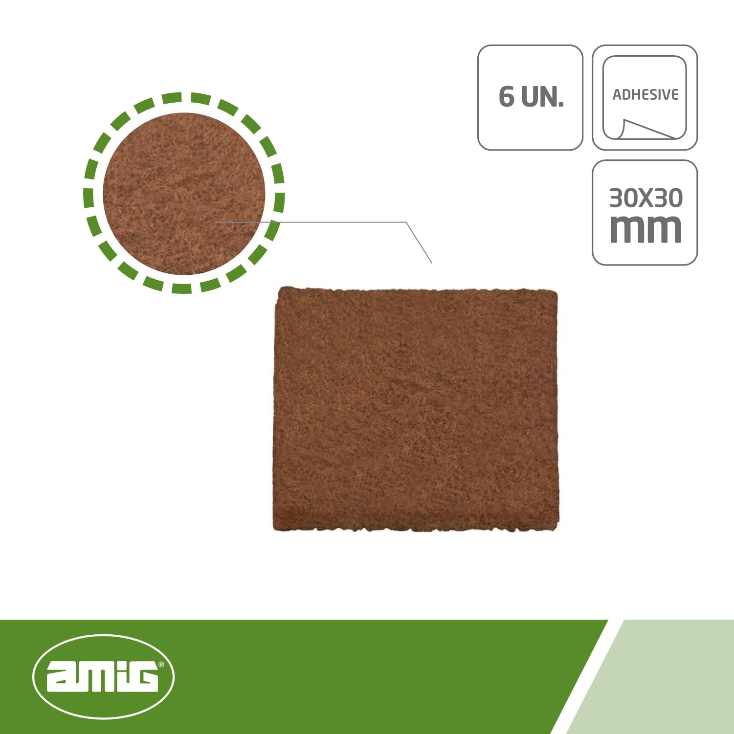 Amig - Furniture leg protector, Brown, 30 x 30 mm - Image 2