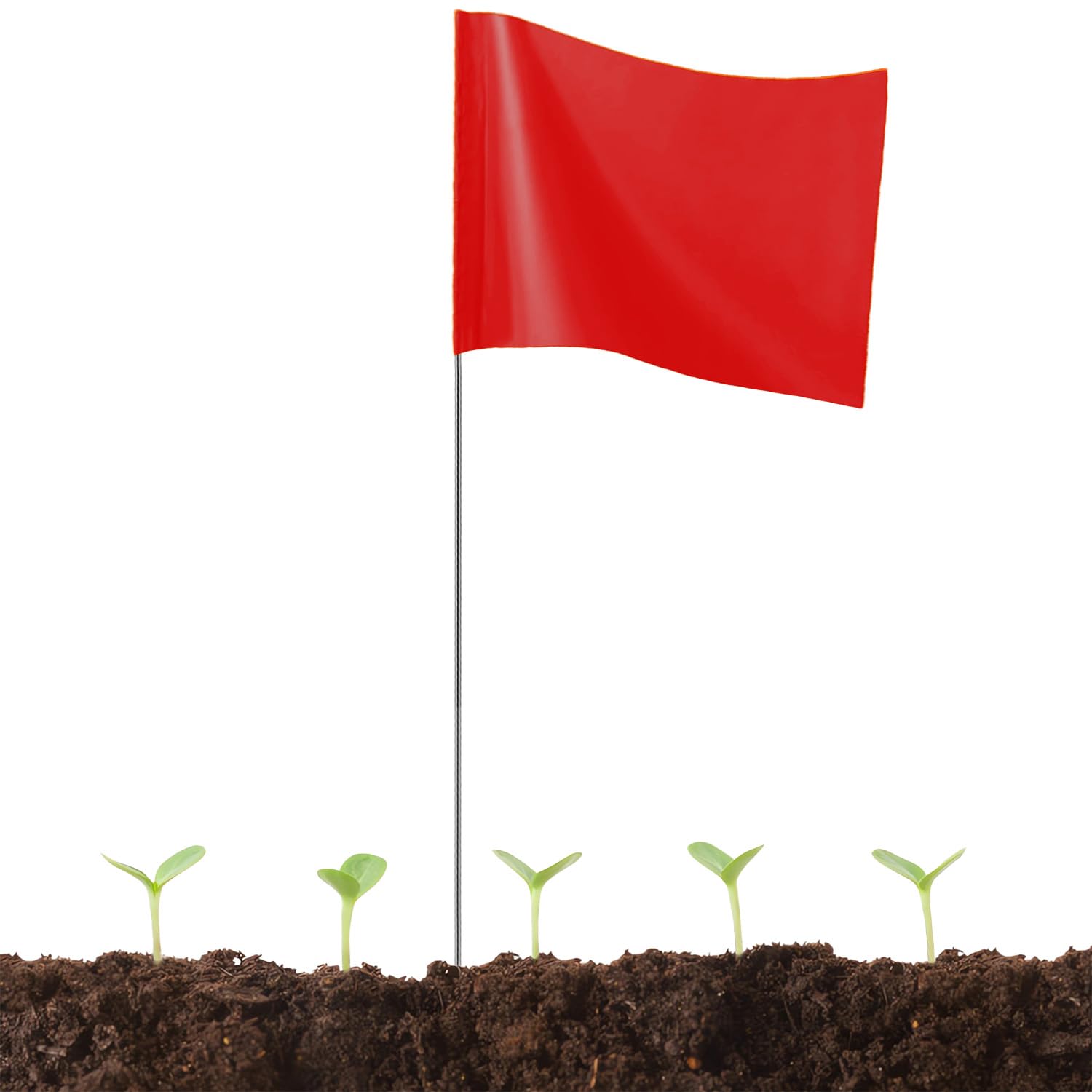 50Pack Red Marking Flags, JIZHGRAD 15x4x5 Inch Marker Flags Use for Yard & Lawn, Boundary & Dog Training, Survey & Landscape, Sprinkler & Surveyor, Garden & Construction, High Visibility, Sturdy, Versatile, UV & Weather Resistant