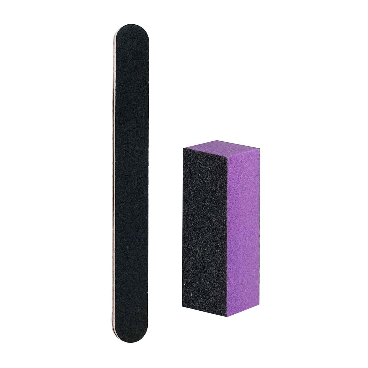 LNAUJS Nail File and Buffer Block, Professional Manicure Tools Kits, 100/180 Grit, Black Nail Pedicure File and Sanding Buffing Grinding Plisher File 1 pack