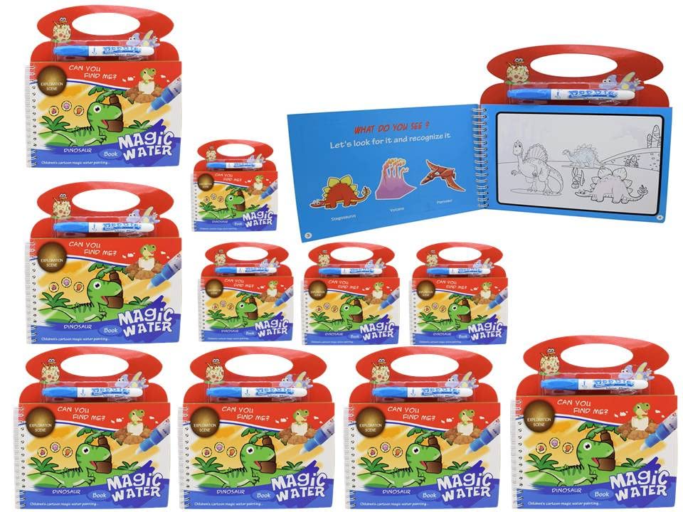 PETRICHOR Magic Water Book for Kids|Reusable Reveal Drawing Books|Self-Drying with Easy to Hold PenIEducational Toy|No Mess|Coloring Doodle Board|Best Gift for Kids (Pack of 10, Dinasour) (B0BWNMCXFM) Amazon Price History, Amazon Price Tracker