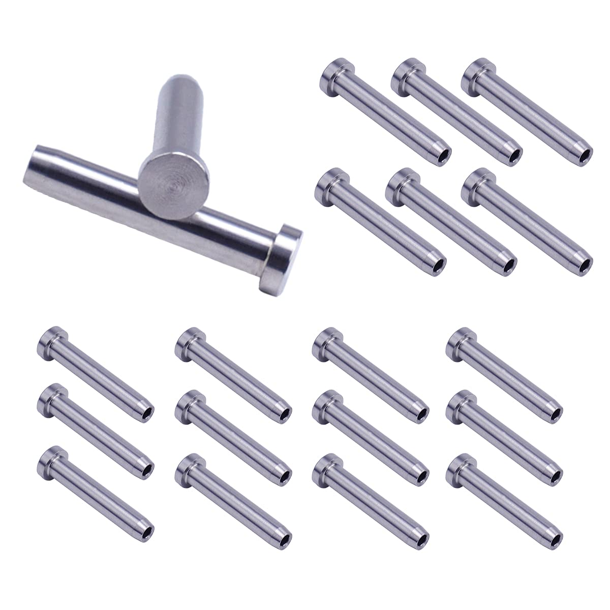 Muzata 60Pack 1/8" Stemball Swage Dead End Invisible Cable Railing Kit Hardware Terminal End Fitting T316 Stainless Steel for Wood Metal Stair Deck MetalBudget System CR24,CV1 CV2