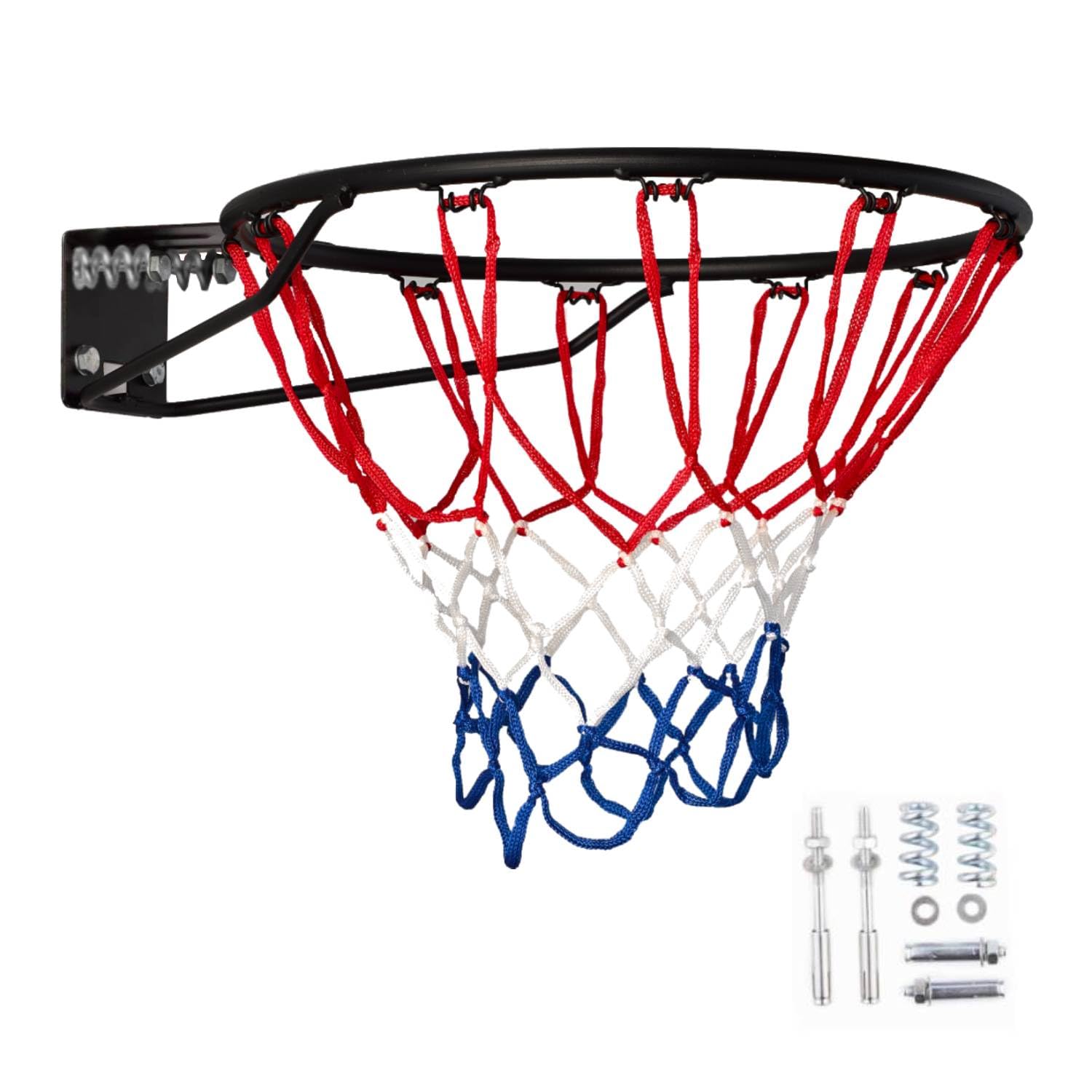 Basketballkorb Outdoor Wandmontage Ø45cm, Profi Metall Basketballring mit Federn & Netz, hängend, Indoor & Outdoor für Jugendliche & Erwachsene