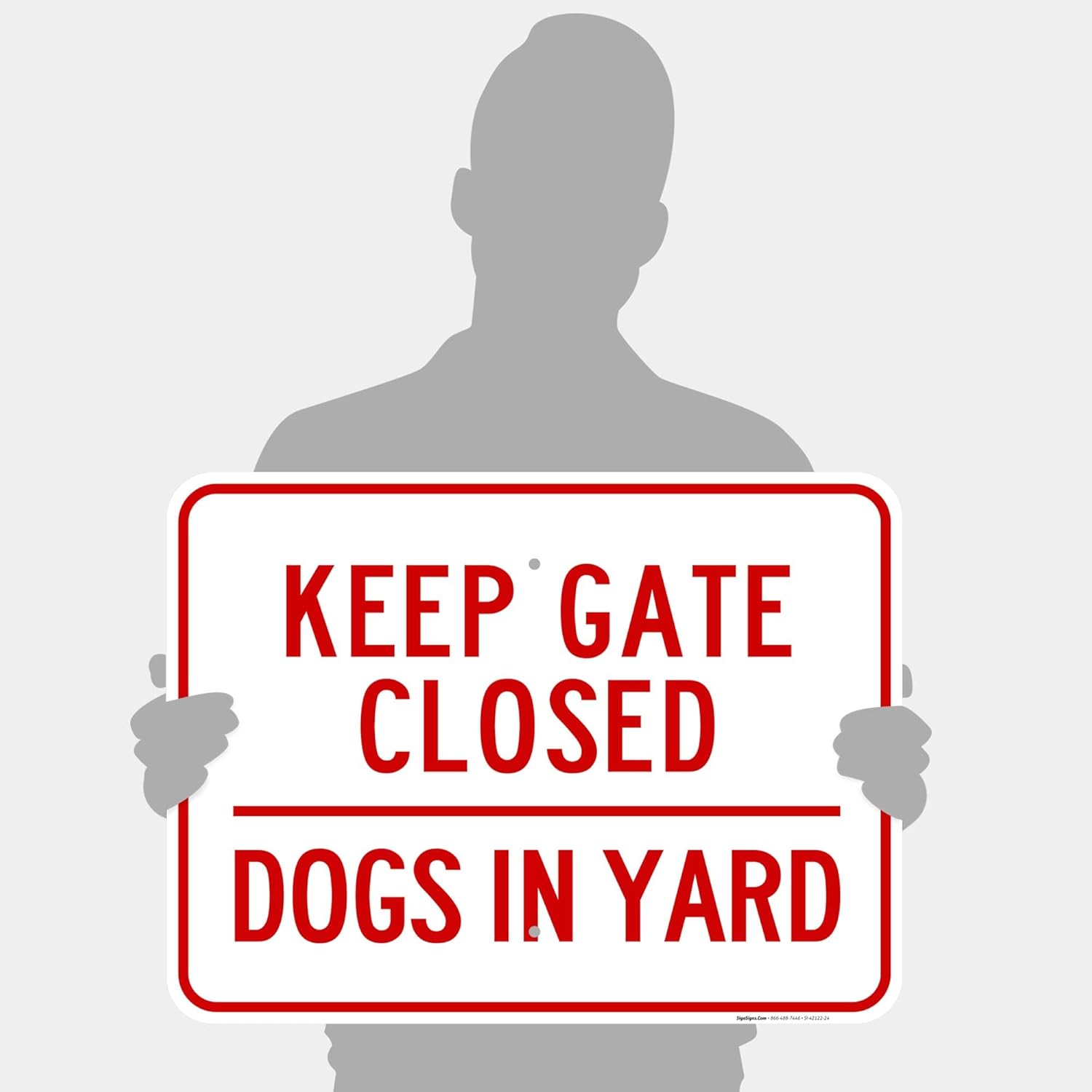 Dogs in Yard Sign, Please Keep Gate Closed Sign, 18x24 Inches, Rust Free .063 Aluminum, Fade Resistant, Easy Mounting, Indoor/Outdoor Use, Made in USA