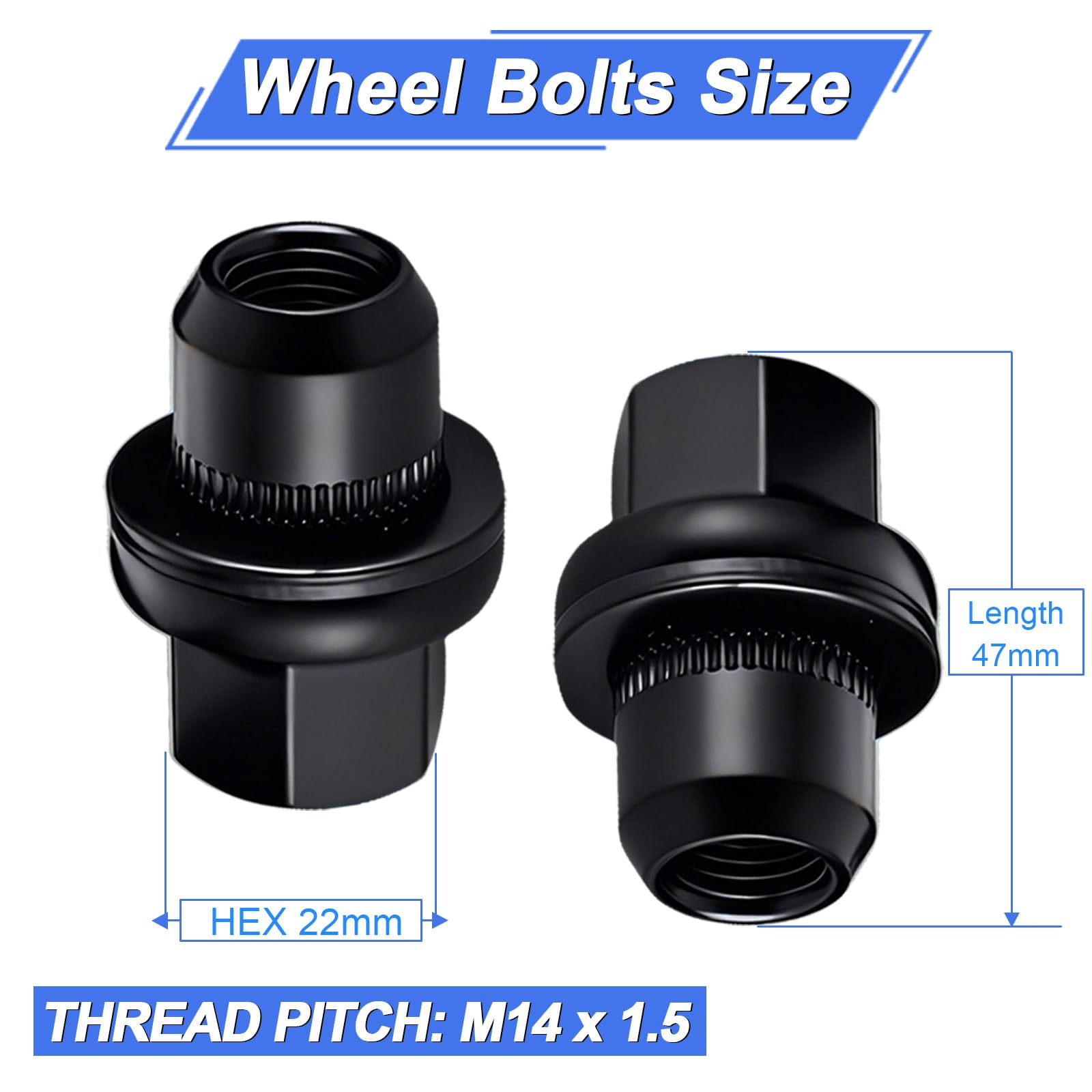 20 dadi per ruote M14 x 1,5 professionali per Land Rover Discovery per Range Rover Sport 3 4 per Range Rover L322, dadi cromati con estremità chiusa, ricambio RRD500590 LR068126 (nero)