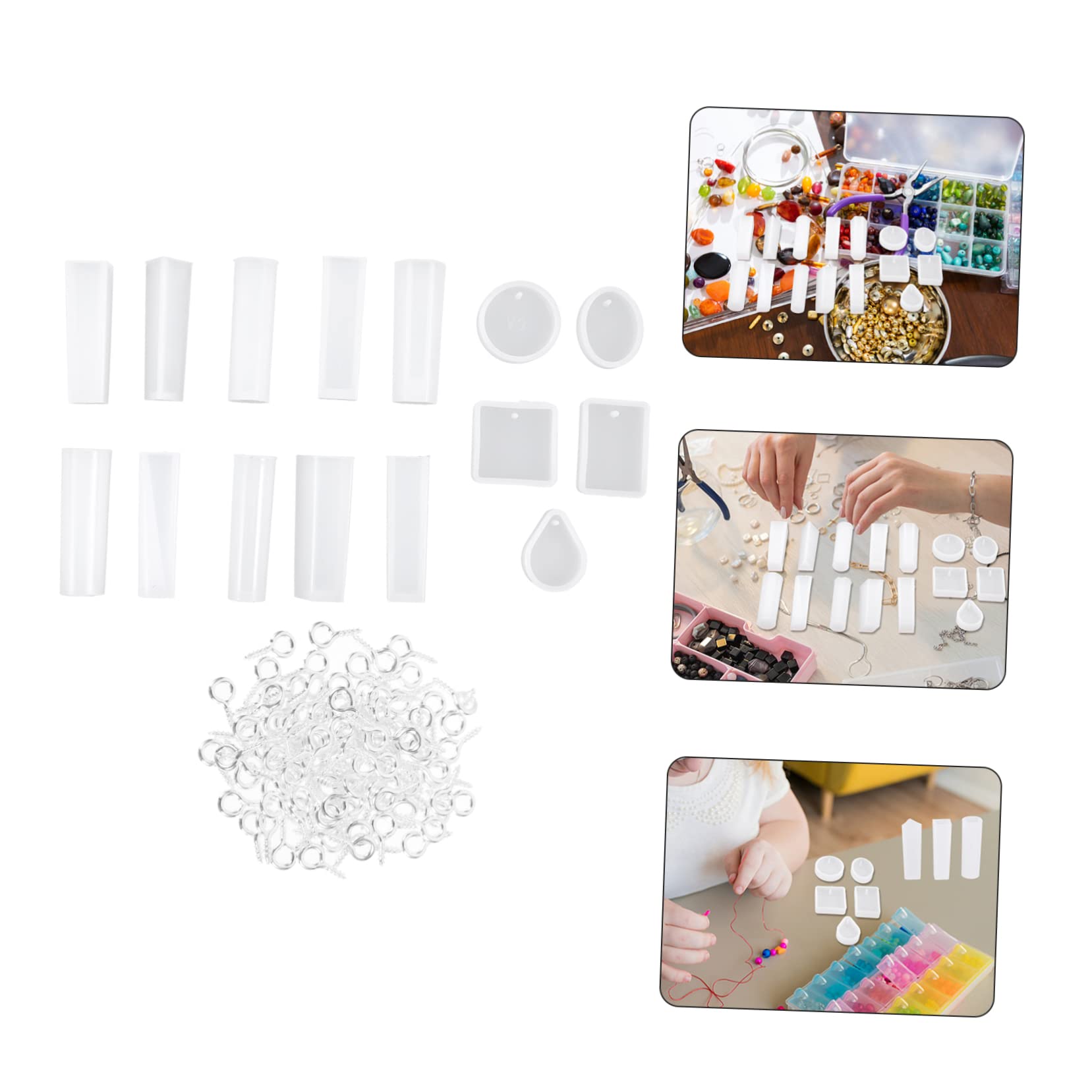 LALAFINA 4ensembles Moule Silicone pour Création De Bijoux avec Accessoires Kit De Fabrication De Pendentifs Et Charms pour Et Décoration