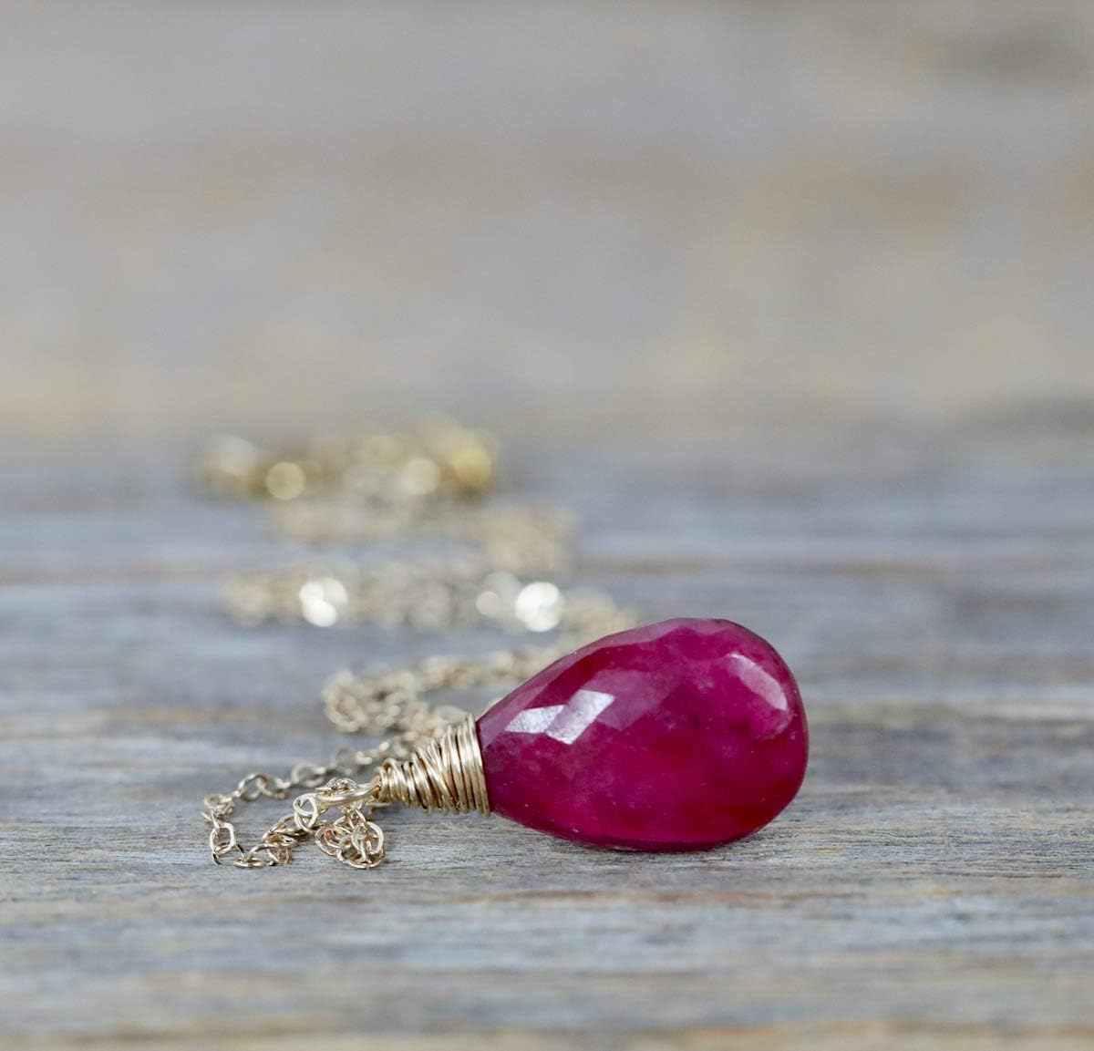 Genuine Ruby Gemstone Pendant Necklace - July Birthstone Birthday- Women's Jewelry Gift Idea - Image 6