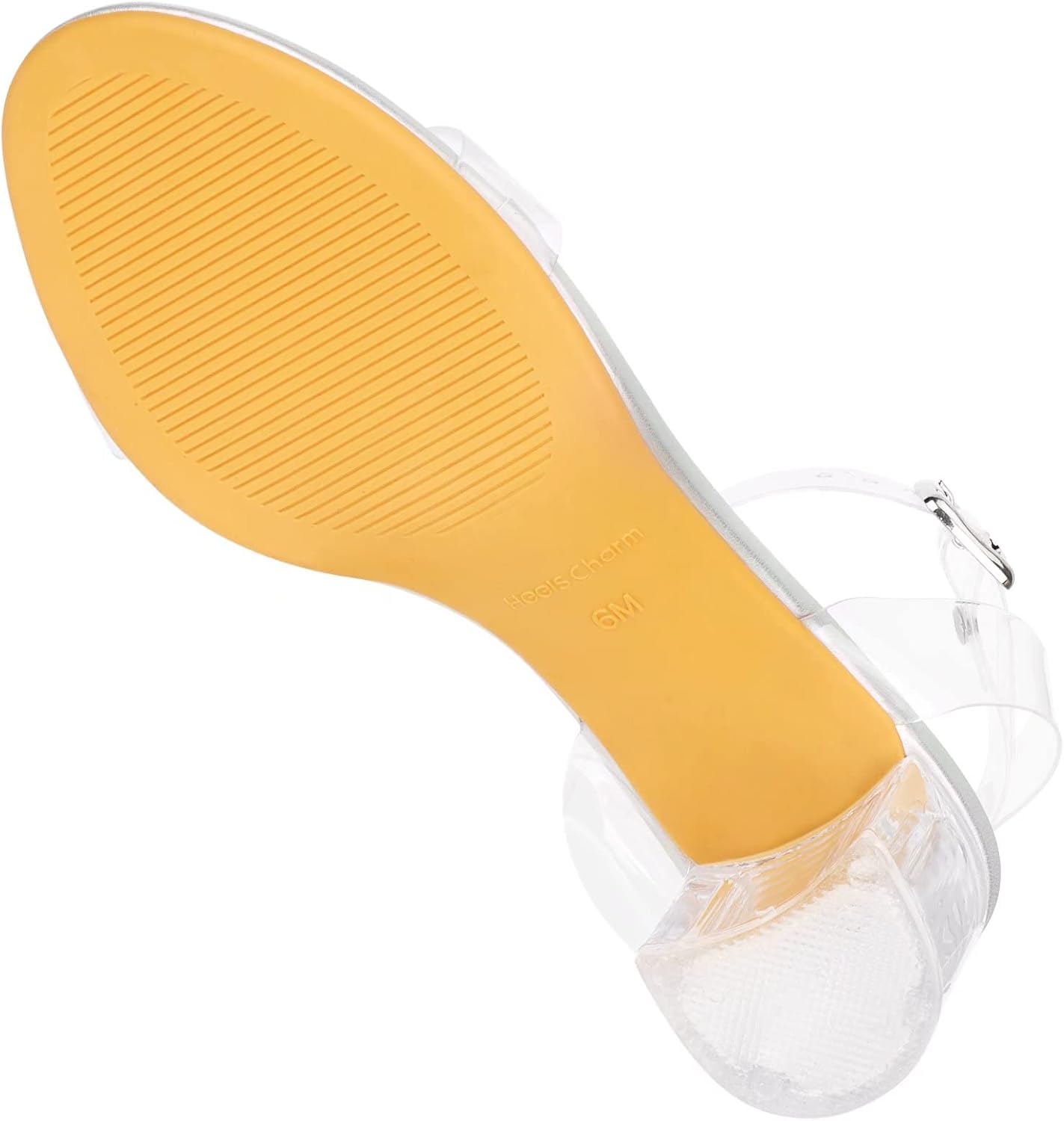 Heels Charm Women's Strappy Clear Chunky Clear Block Low Heeled Sandals 2 Inches Open Toe Ankle Strap High Heel Dress Sandals Daily Work Party Sandal Shoes - Image 2