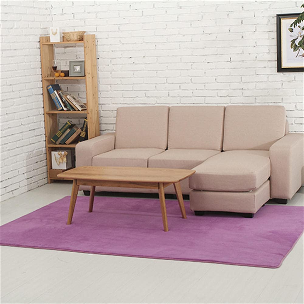 Grand tapis salon moderne violet LUNEZY doux à poils courts
