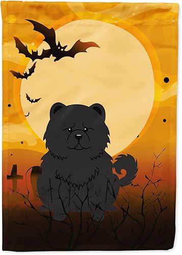 Caroline's Treasures BB4409GF - Bandera de Halloween Chow Chow para jardín, color negro, bandera decorativa para patio exterior, obras de arte de