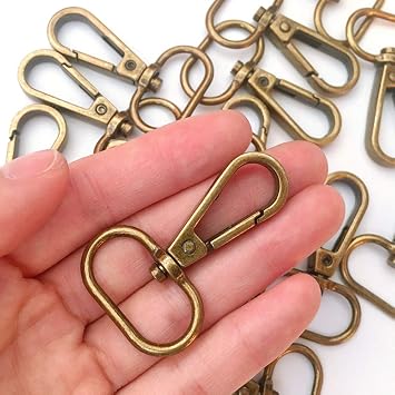 15 Pcs 1" Inside Diameter Oval Ring Lobster Clasp Claw Swivel for Strap Push Gate Lobster Clasps Hooks Swivel Snap Fashion Clips Antique Brass, 1 inch
