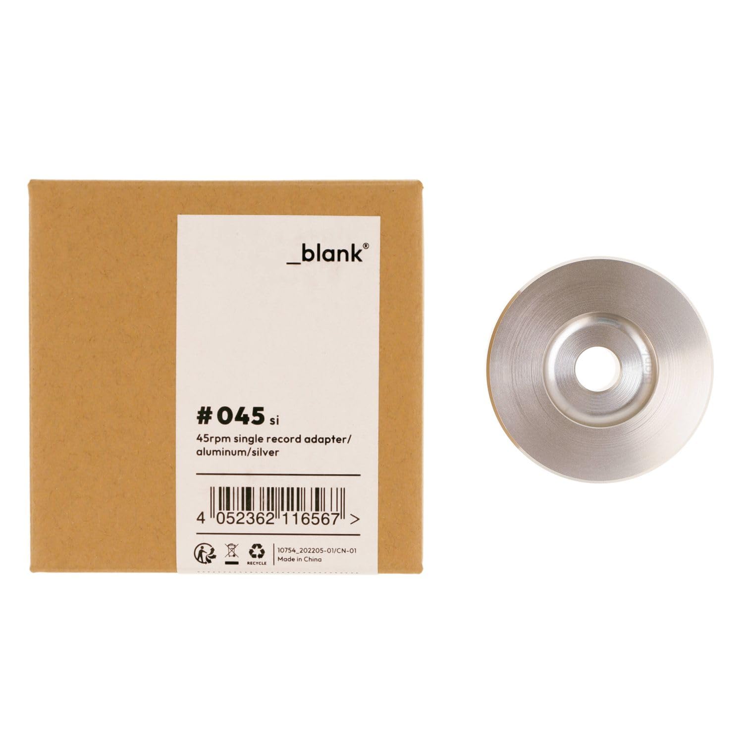 _blank #045si pojedynczy adapter 45 obr./min | krążek do płyt gramofonowych 7" | aluminium | średnica 3,5 cm | srebrny