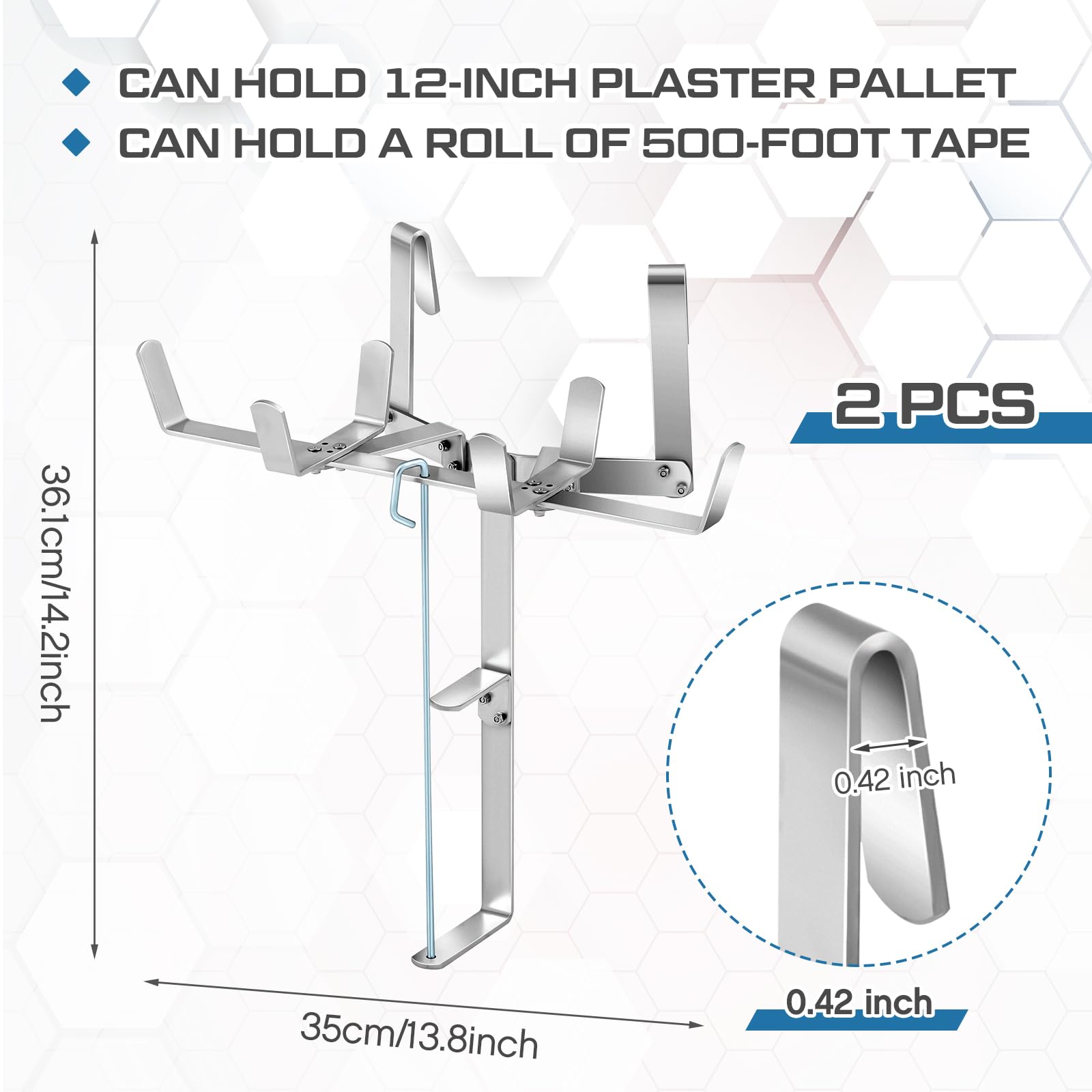 Blulu Paquete de 2 soportes para barro de yeso y bandeja de carrete de cinta y soporte de cinta, herramientas de yeso para acabado de pared seca, sostiene bandeja de barro de 12 pulgadas y cinta de