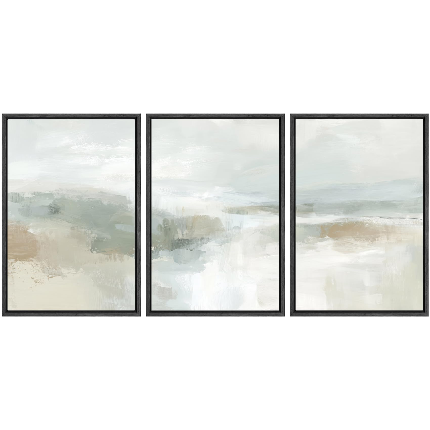 SIGNWIN Framed Canvas Print Wall Art Set Blue White Grunge Geometric Pattern Abstract Shapes Cozy Neutral Decorative Contemporary Minimal for Living Room, Bedroom, Office - 24"x36"x3 Natural — view 23
