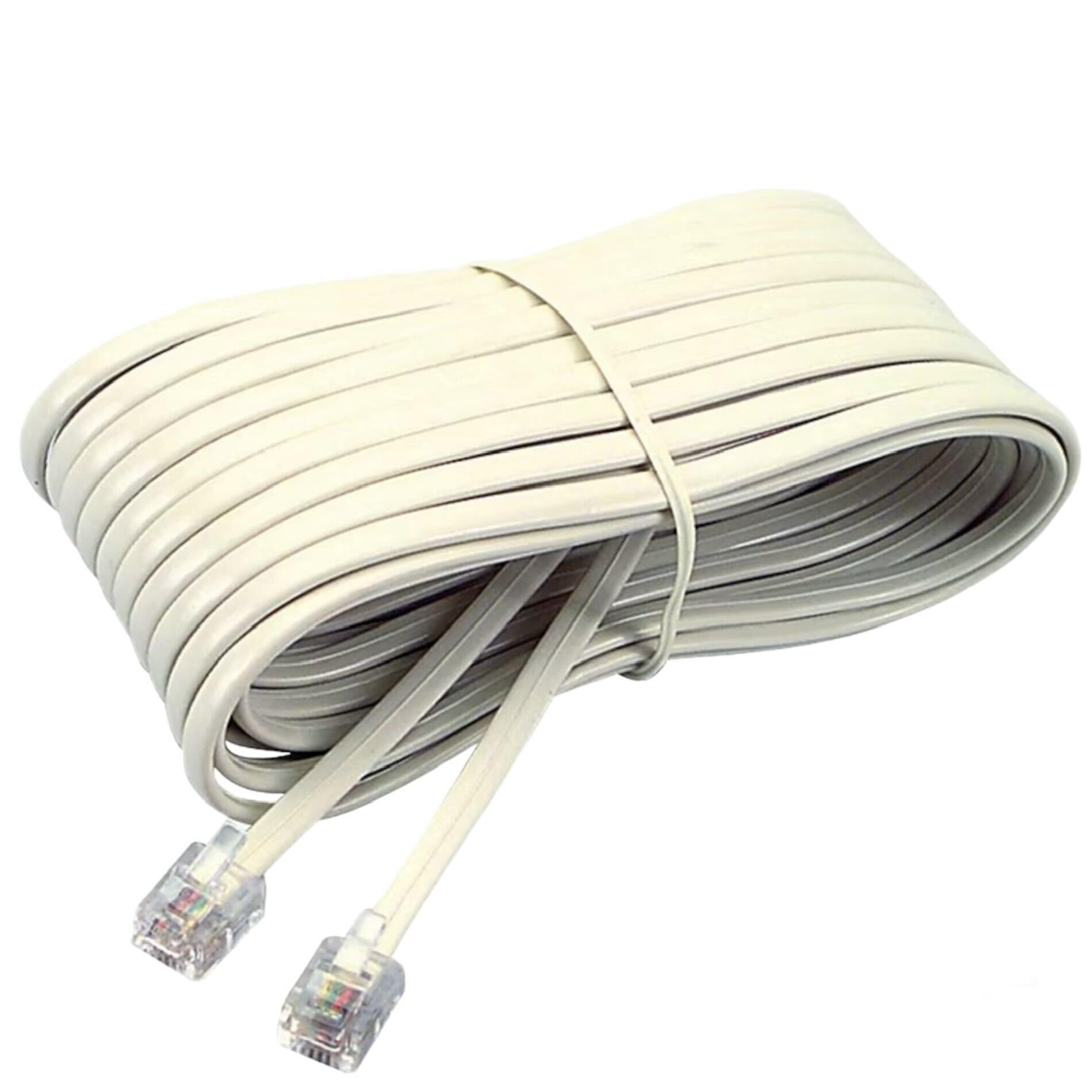 HAWK | 2 Pack | 25 Feet (7.62m) Telephone Extension Cord | Aesthetic Ivory Color | Consistent & Reliable | Suitable for Home & Office