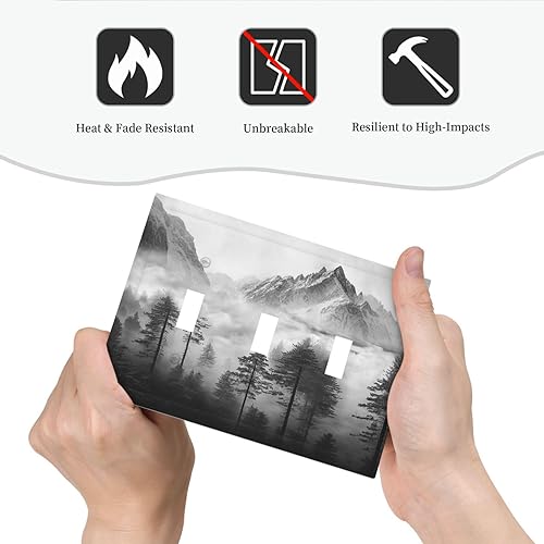 Miniatura 474 de Vista de ventana, isla tropical, playa, palmeras, cielo soleado, cubierta de interruptor de luz de palanca individual, placa decorativa de pared