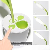 Vista 7 de Lámpara de escritorio táctil USB flexible, lámpara de escritorio LED de cuello flexible, 3 niveles de brillo, maceta con soporte para lápices