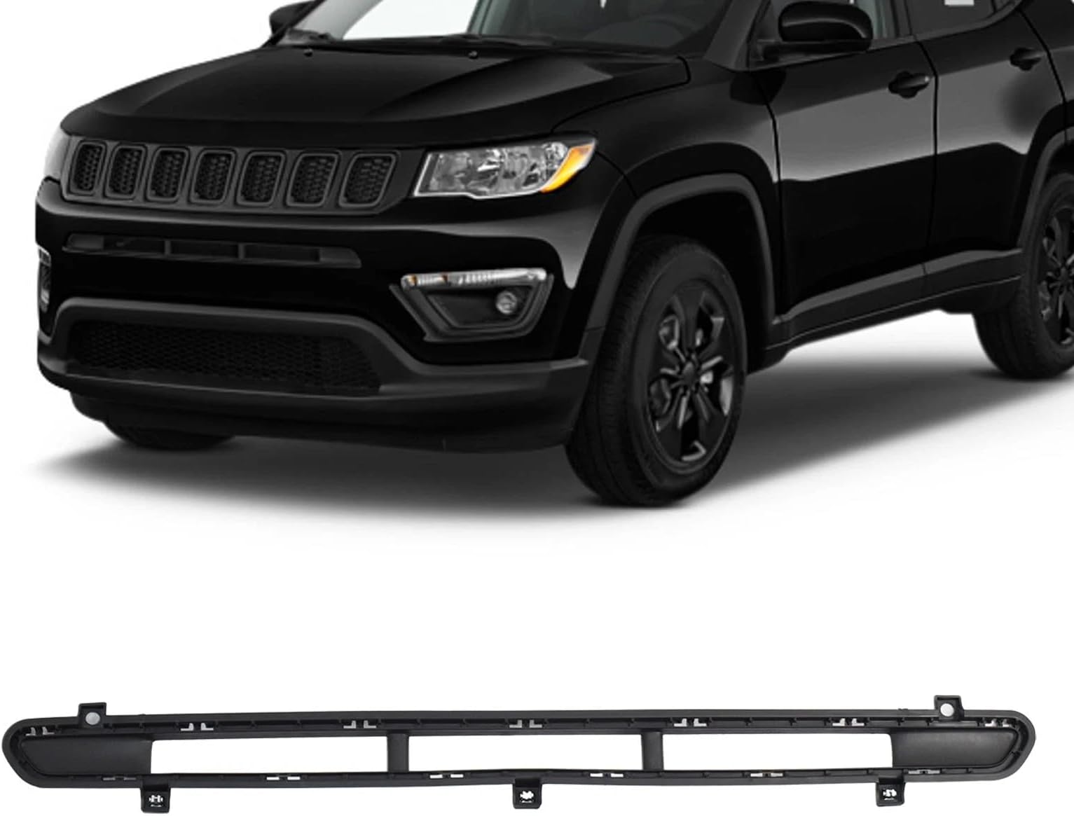 Front Bumper Upper Grill Grille Compatible with 2017-2021 Jeep Compass Radiator Grill Black CH1036162 5UT11RXFAC