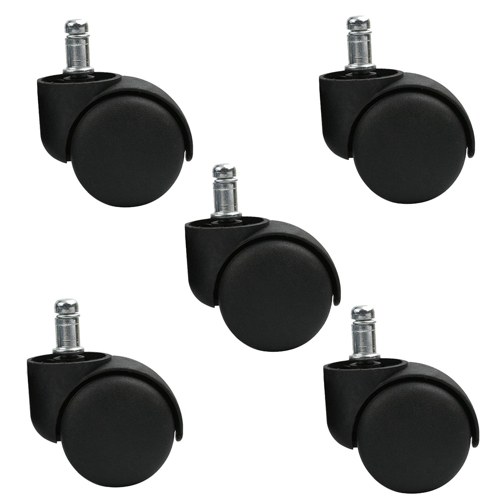 5 ruedas de repuesto para silla de oficina, ruedas de nailon de 5 cm para proteger suelos de madera dura, tamaño estándar, 11 mm x 2 m, ruedas de silla de oficina con ruedas suaves