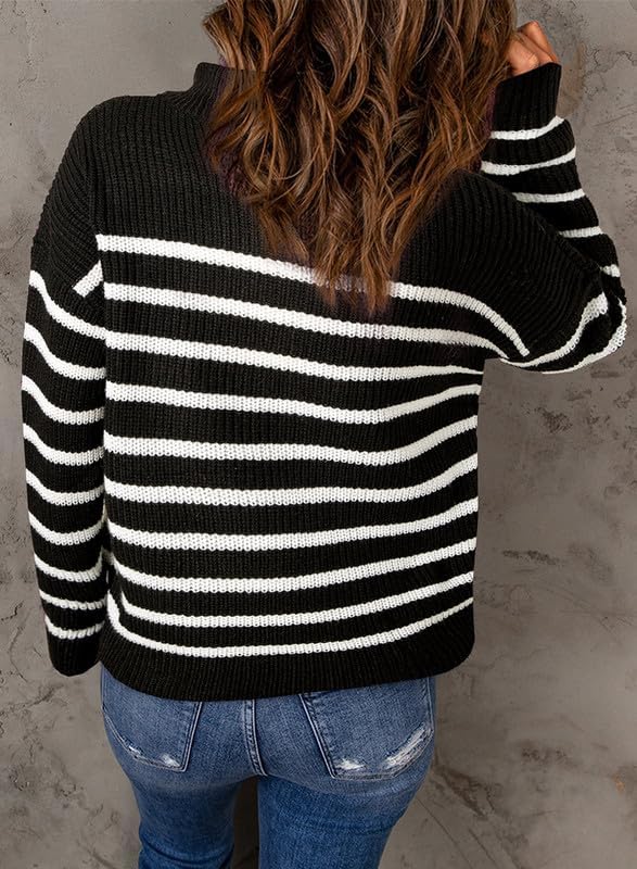 Dokotoo Womens Sweaters Long Sleeve 1/4 Zip Pullover Polo V Neck Dressy Casual Tops - Image 2