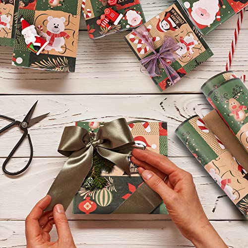 Rancco Rolos de papel de embrulho de Natal para embrulho de presente de fim de ano, 1,498 x 45 cm Pa