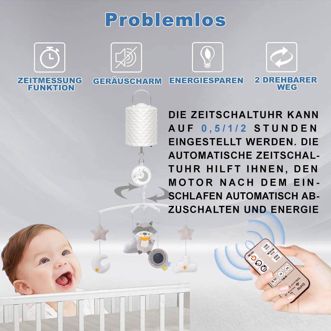 Windspiel Motor, Windspinner Motor, 3 Gang Drehzahl Bidirektional Eingestellter Mobile Discokugel Motor, Drehmotor für Dekoration wie Spiegelkugel