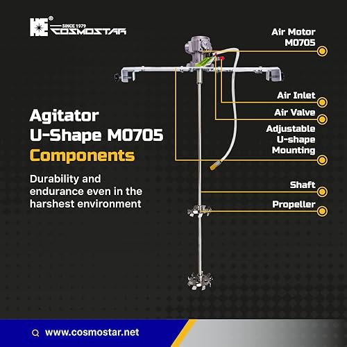 Miniatura 5 de COSMOSTAR - Mezclador de pintura de tambor ajustable con agitador neumático de 55 galones de 1/8 HP | Mezclador de soporte neumático, soporte de