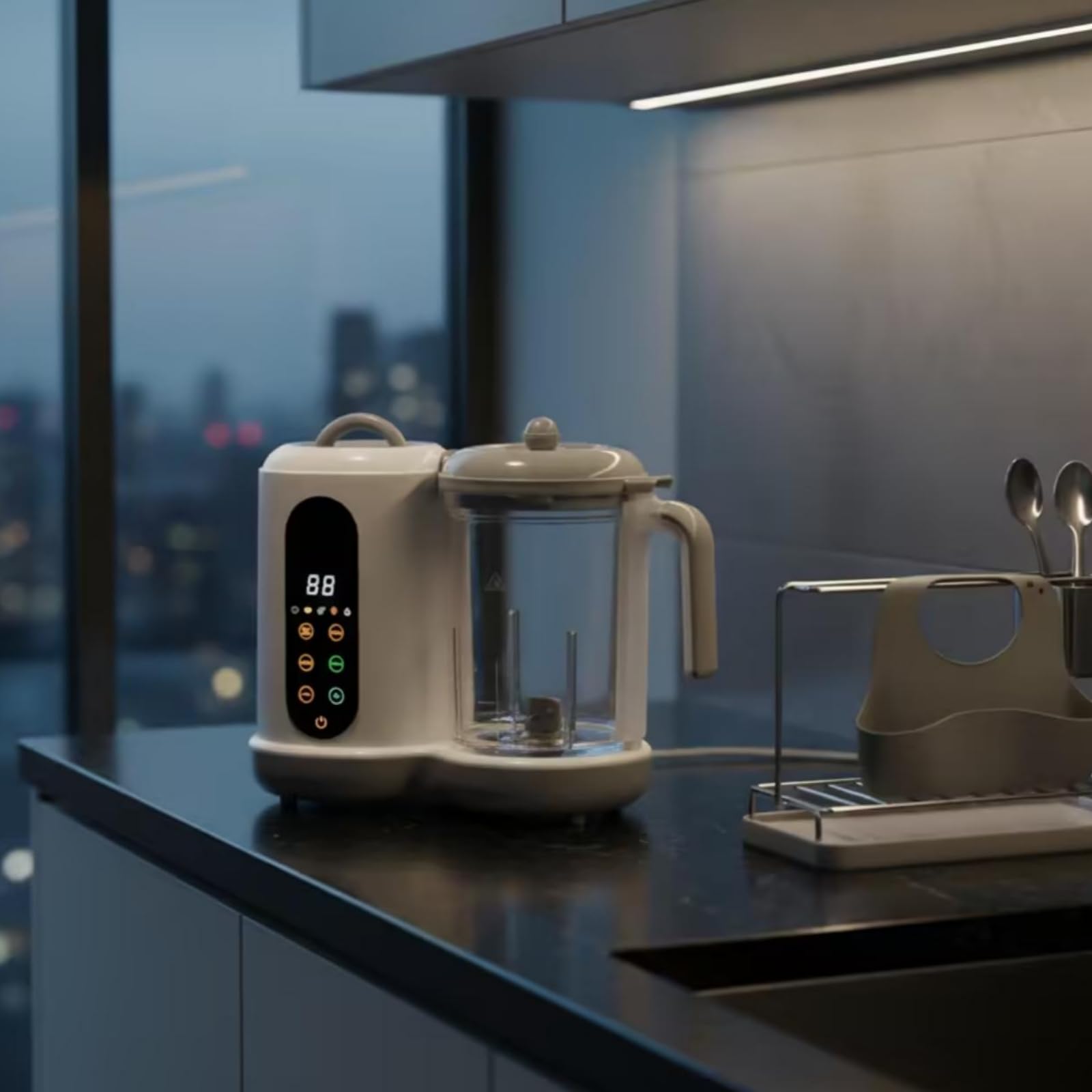 Pantalla Digital Jarra Transparente Máquina Comida Bebé Vaporizador Alimentos Mezclador s Para