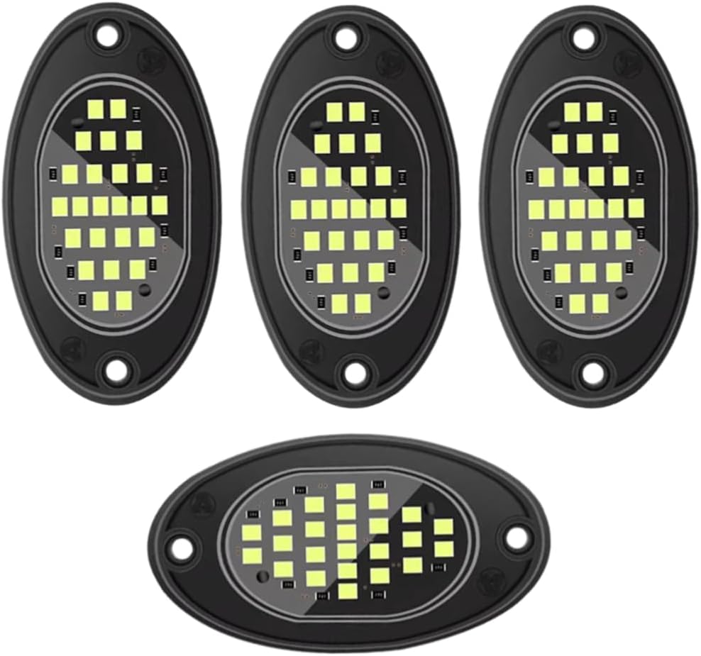 4Pcs LED Rock Lights, Car Chassis Light, Underglow Lights Waterproof Underbody Car Chassis Light for Car Truck ATV SUV Compatible with Jeeps