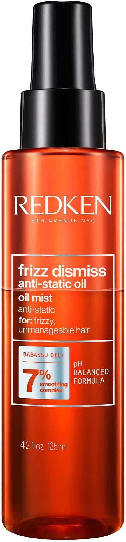 Redken Frizz Dismiss Instant Deflate Sulfate-Free Oil-In-Serum For Frizzy Hair - Enhances Smoothness and Shine With Babassu Oil, 4.2 Fl Oz