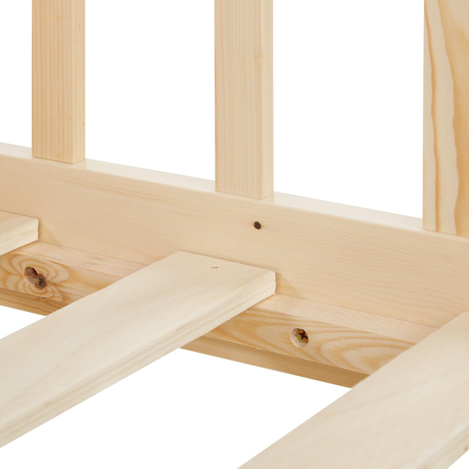 Homestyle4u Kinderbett 90x200 mit Rausfallschutz & Lattenrost Grün | Massivholz Kleinkindbett aus Kiefer im Montessori Design - Gitterbett für Jungen & Mädchen - Stabiles Juniorbett Natur