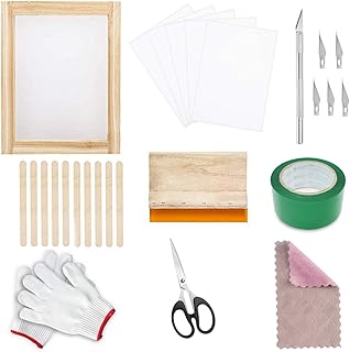 Screen Printing Kit,37 Pieces Silk Screen Printing Kit for Beginners and Screen Printing Enthusiasts,with Screen Printing Frame,Silk Screen Printing Blade,Exquisite Stencil Carving Knife