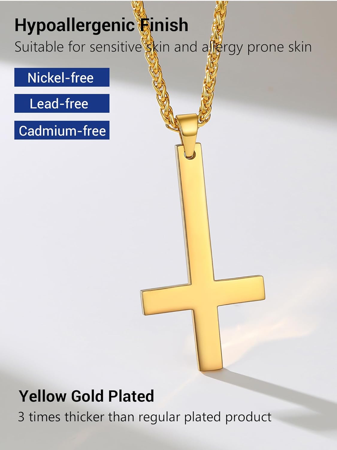 PROSTEEL Satanic Jewelry Upside Down Cross Necklace for Men Women, 316L Stainless Steel/925 Sterling Silver Inverted Cross/Leviathan Cross Pendant, Gothic Occult Necklace 22"-24" Adjustable - Image 6