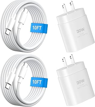 شاحن iPhone 16 15 Pro سريع الشحن، كتلة شاحن USB C فائقة السرعة بقوة 30 وات بطول 10 أقدام من النوع C لهاتف iPhone 16/16 Pro/16 Pro Max/16 Plus/15/15 Pro Max/15Pro/iPad Pro، Galaxy S25 Ultra/S25
