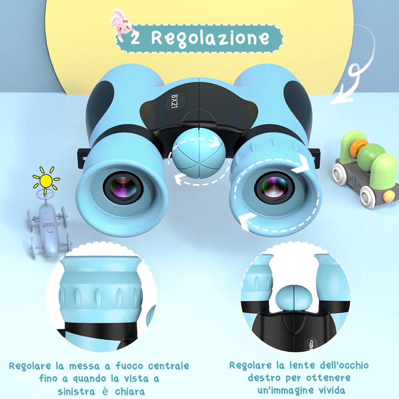 Upgrade Impermeabile Compatto Binocolo per Bambini - 8x21, All'aperto Idea Giocattoli Regalo