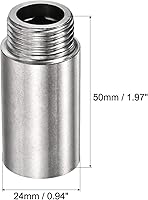 Vista 3 de Brazo de extensión de cabezal de ducha, 2 pulgadas 1/2PT macho a 1/2PT hembra rosca 304 acoplador de montaje de tubería de acero inoxidable