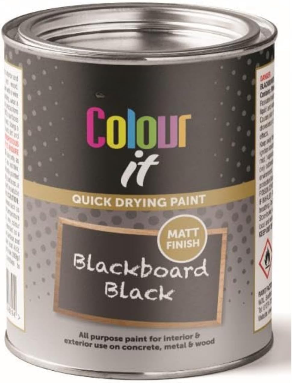 Inspired Essentials 300ml Non Drip Paint Tin Exterior Interior Hard Drying Performance Multi-Purpose Tin for Metal, Wood, Plastic, Walls with Perfect Finish (2, Blackboard Paint Black) โ image 1