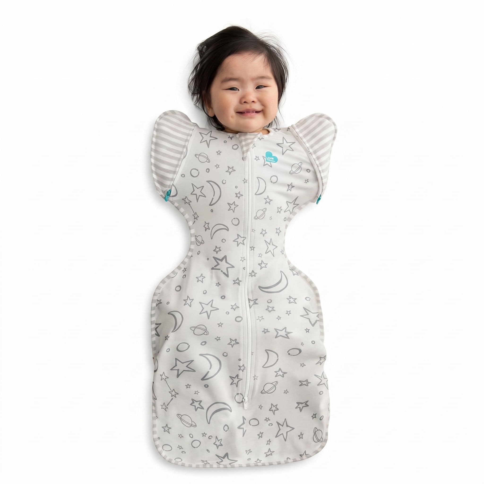 Love To Dream Swaddle Up Transition Bag, Twin Zipper, Arms-Free Baby Sleep Sack with Zip-Off Wings, Soft Stretch Cotton, Hip Healthy, Moderates Ideal Temperature, (3-6 Months), Bamboo Stars & Moon-image-43