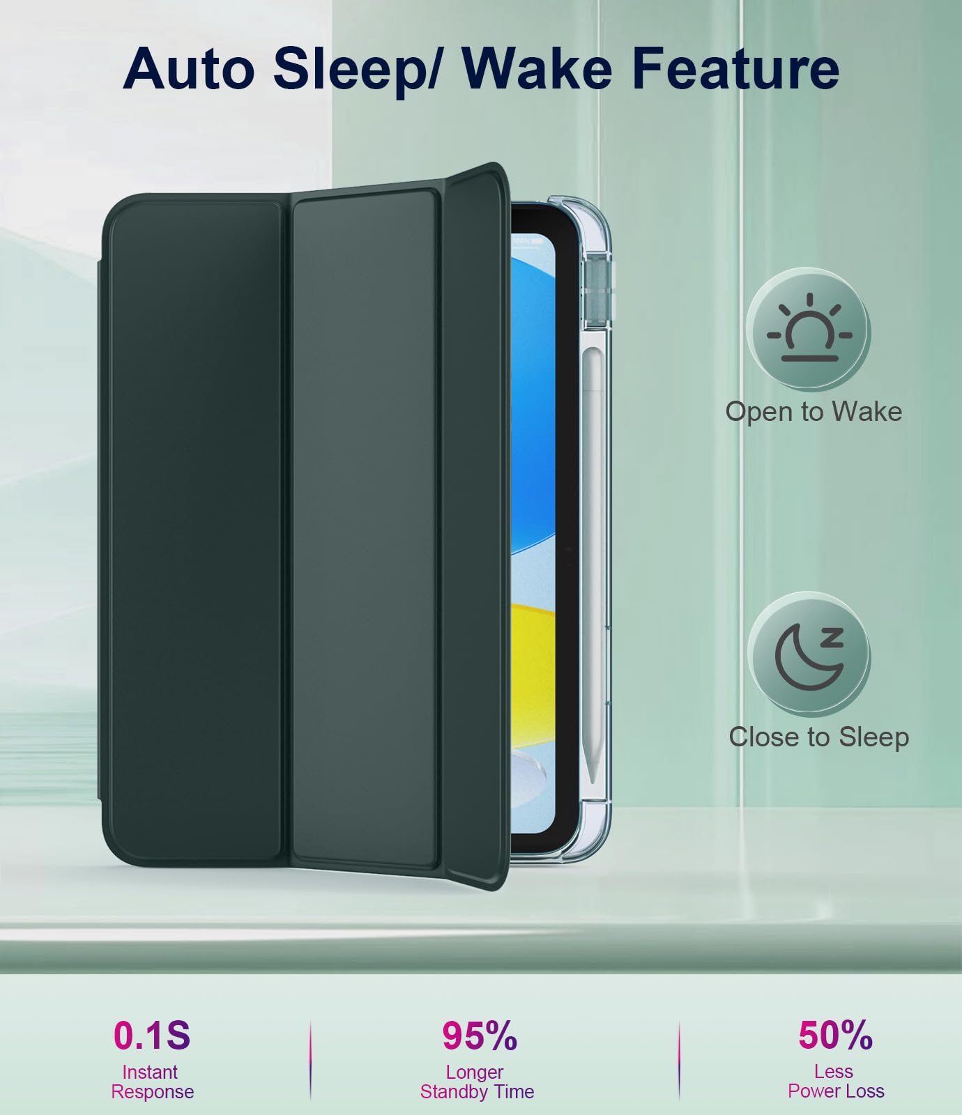 TiMOVO Cover per iPad 11 Generazione A16 11 Pollici 2025/iPad 10 Generazione 10,9 Pollici 2022 con Portapenne, Custodia con Supporto Retro Traslucido, Auto Sveglia/Sonno, Verde Scuro