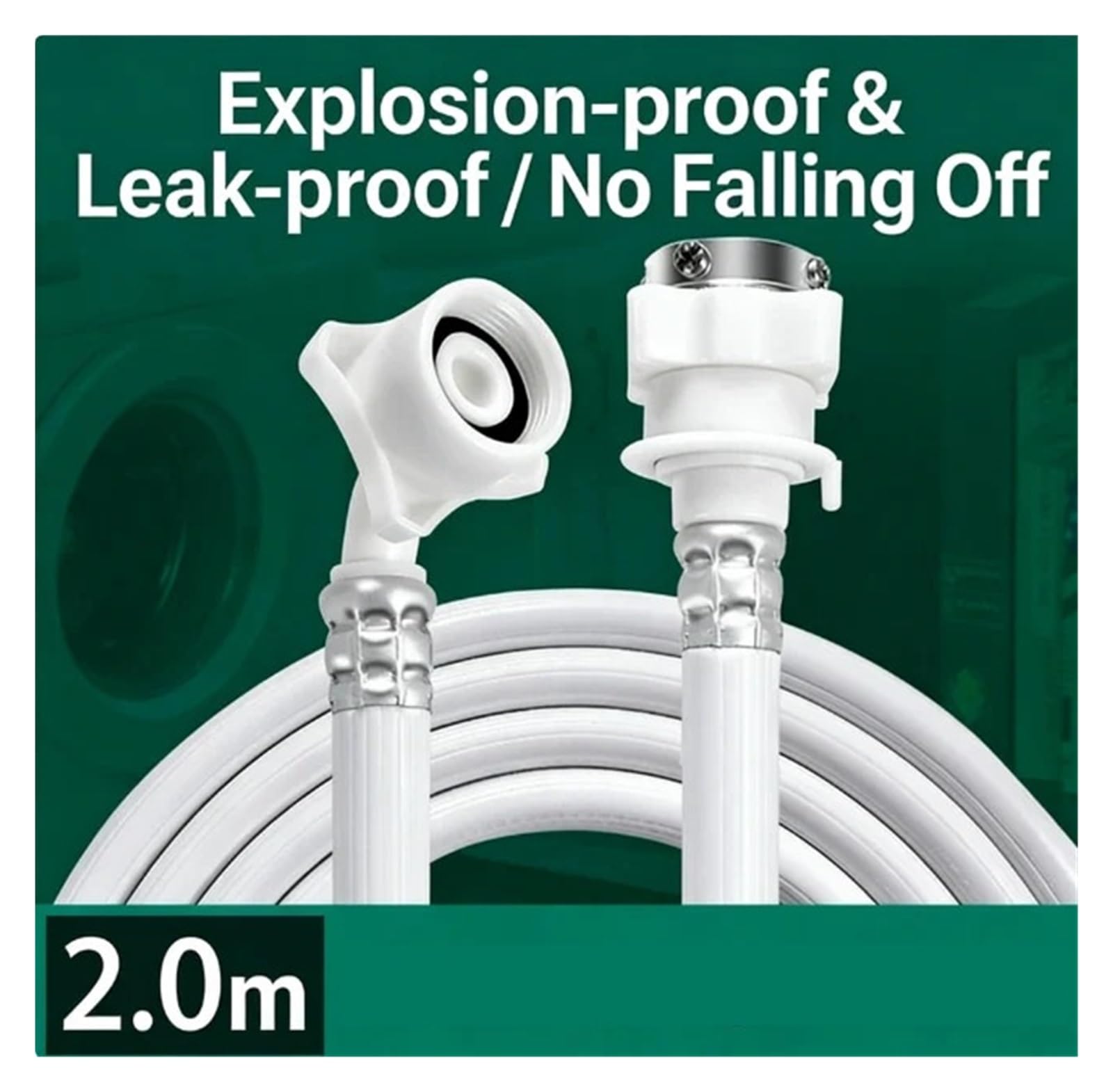 Longitud: 150/200 Cm, Manguera De Entrada De Lavadora A Prueba De Explosiones, Conector G1/2-G3/4 De Pulgada, Tubo De Entrada De Agua Universal For Baño(2m)