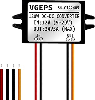 12V to 24V Step Up Converter 9~20Vdc to 24Vdc 0~5A MAX 0~120W Adaptive DC to DC Boost Converter Transformer Voltage Module Regulator Waterproof Power Supply(9~20V Input/24V 0~5A MAX Adaptive Output)