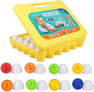 Hamsoo 26PCS Matching Eggs Set Montessori Learning Educational Toddlers Toys Letters ABC Alphabet Puzzles Matching Game Color Recognition Sorting Egg Easter Gifts for 1 2 3 Year Old Kids Boys Girls