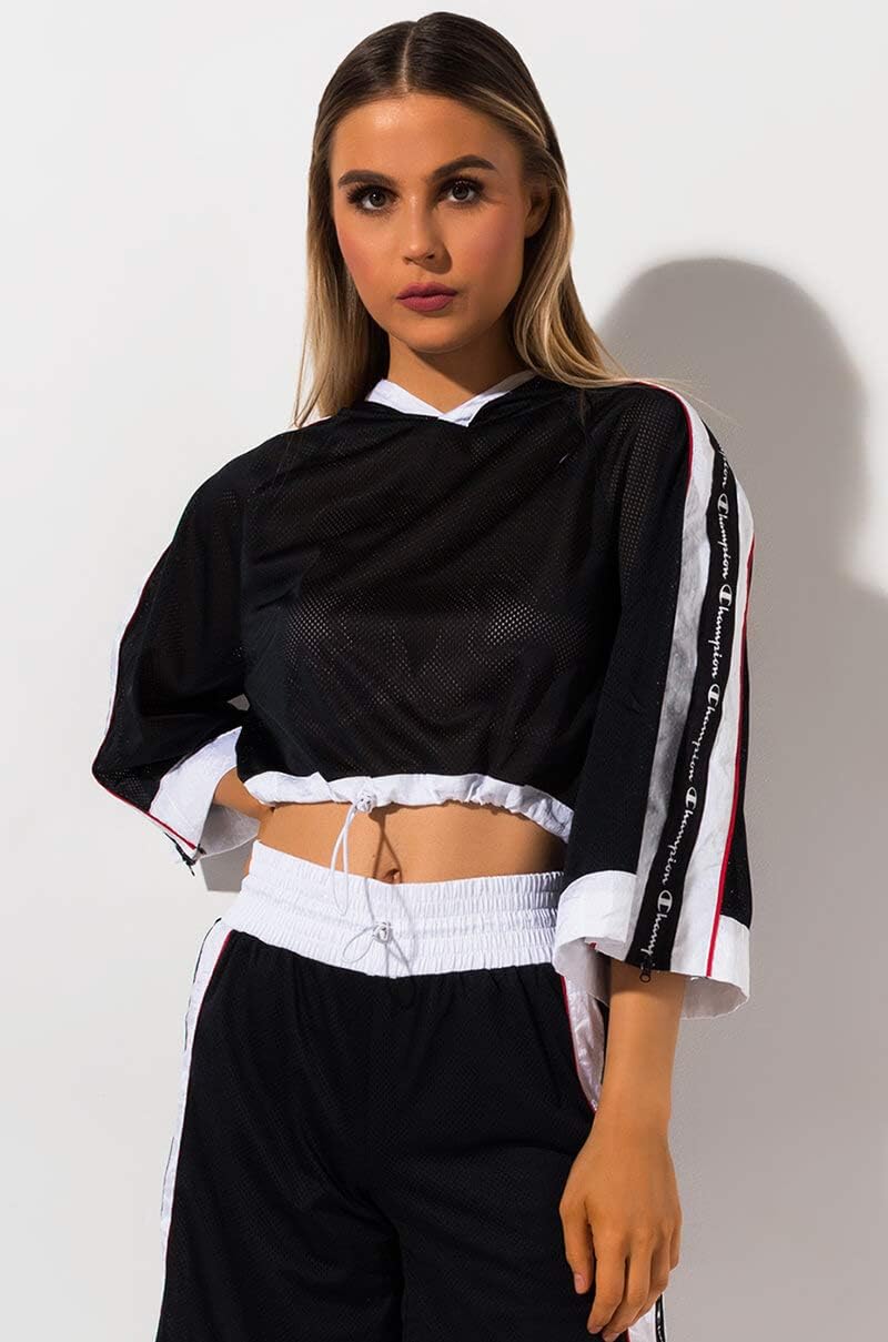 Champion Women's Hooded Cropped Mesh Top