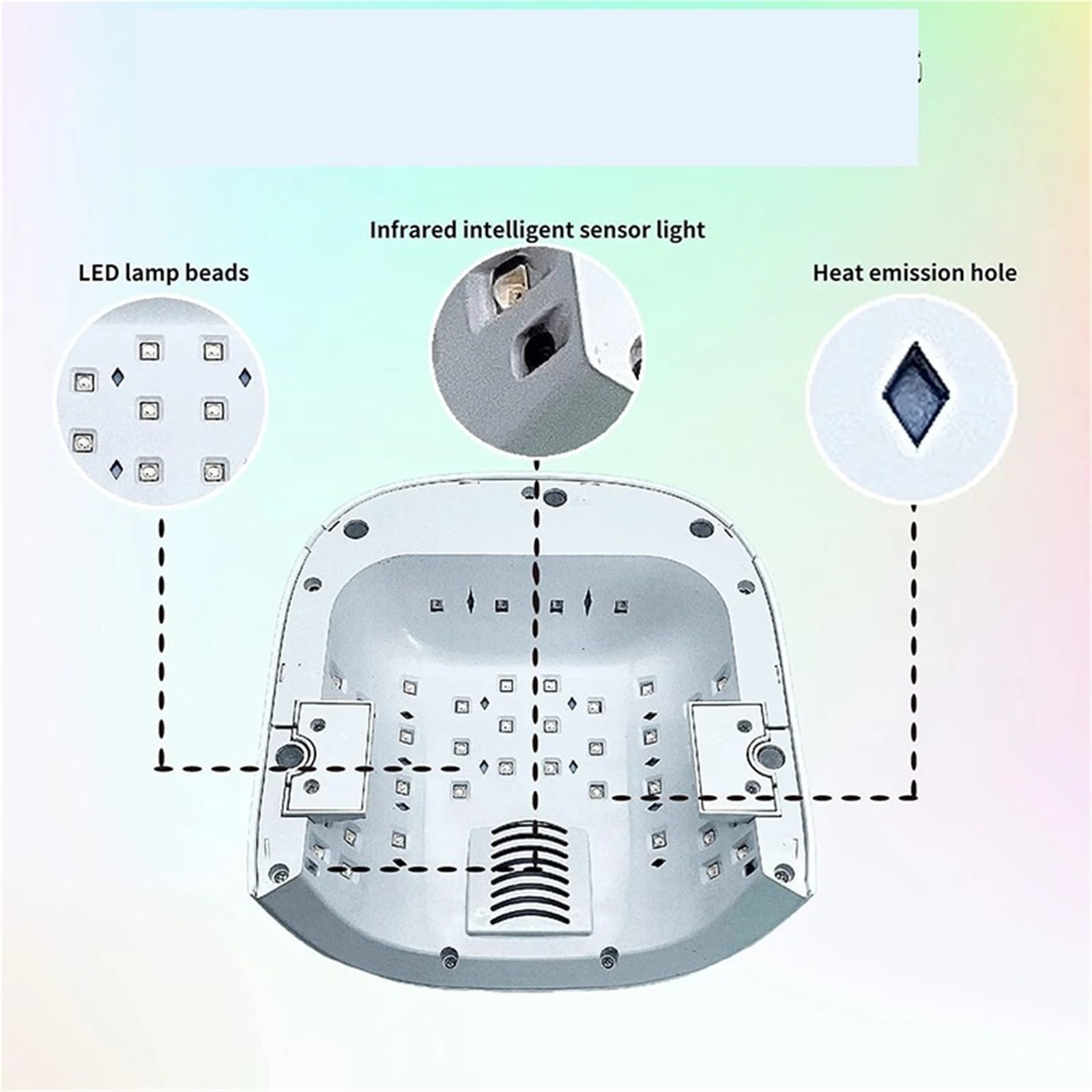 Lámpara UV para uñas, Lámpara de secado de uñas recargable de 86 W, máquina de secado de esmalte de gel, luz roja, manicura con mango, lámpara UV LED for uñas(Bianco)