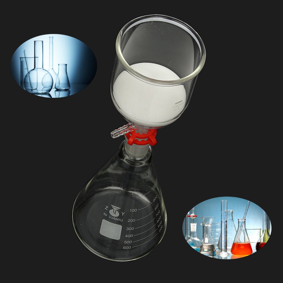EsportsMJJ Filtro De Aspiración De Vidrio Kit De Filtración 350Ml Buchner Embudo 1000Ml Erlenmeyer Frasco