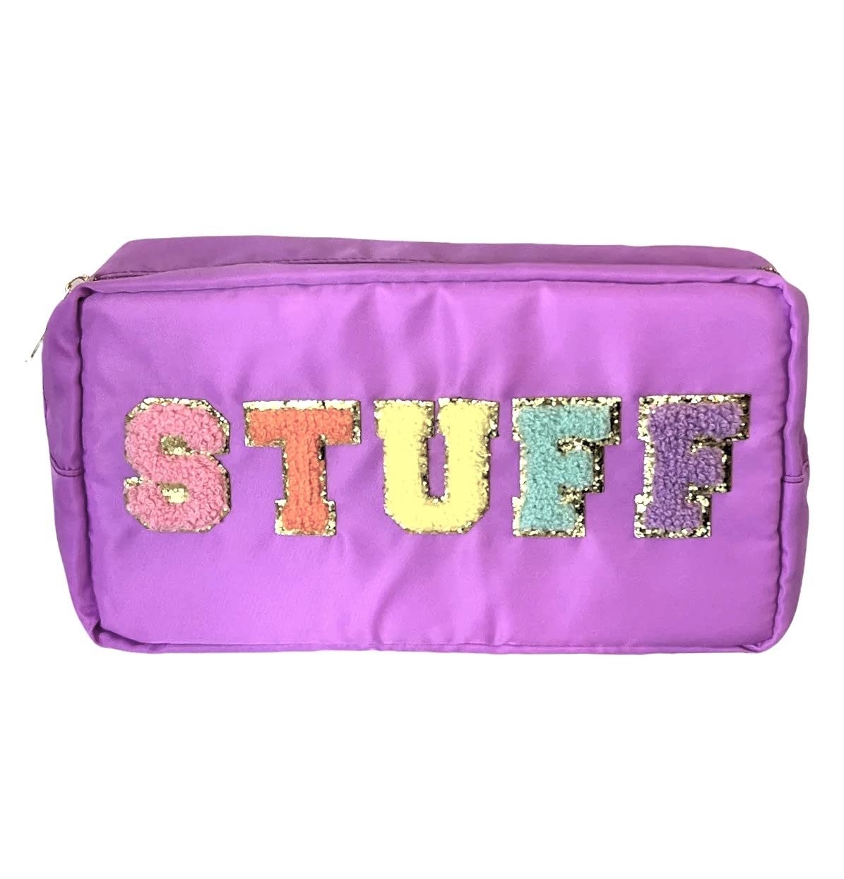 Mavi Bandz Stuff Varsity Bag with Chanille Patch Cosmetic Bag, Lilac, Cosmetic Bag