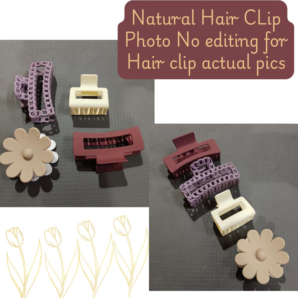 TrendyTrolley 4 Pc Large Hair Claw Clips Combo Set | Non-Slip Matte Finish Hair Clutcher & Ponytail Holder Clips for Women & Girls | Durable Strong Grip Hair Accessories (HC-C8) 3