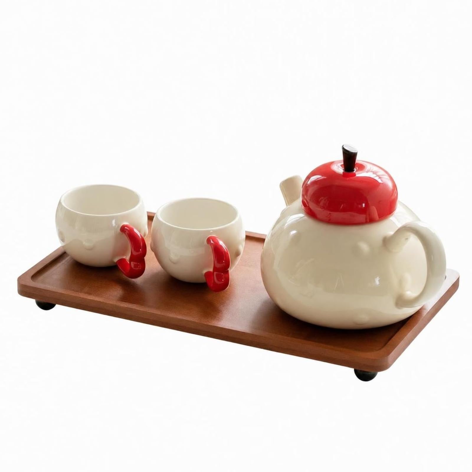 Baoblaze Set da Tè in Cerca Elegante Teiera con Tazze Moderno Stoviglie per Tavola, Con Vassoio