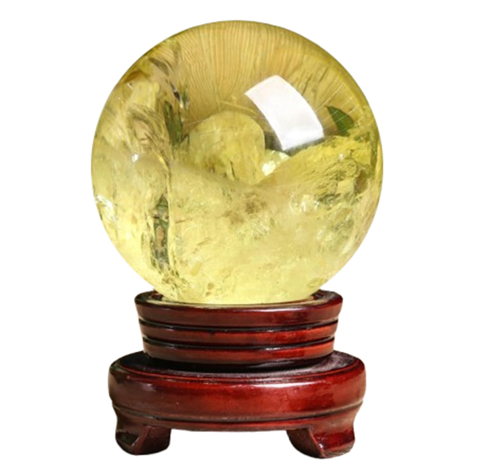 AUOQKQUT Crystal Sphere Citrine Crystal Ball, Yellow Crystal Sphere Ornaments, Crystal Stone Belt Bracket, can be Used for Divination, Decoration, Gift,40mm