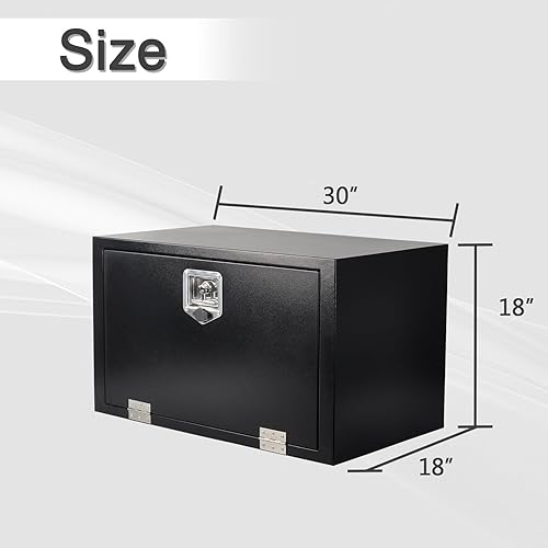 Miniatura 2 de Caja de herramientas de acero negro de 30 pulgadas, para camión, automóvil, remolque al aire libre, caja de herramientas debajo de la carrocería,