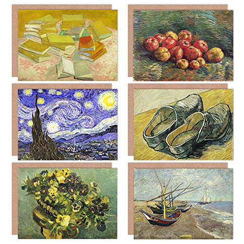 Amazon.com: Vincent Van Gogh Vissersboten Leather Clogs Apples Viooltjes  Starry Novels Fine Art Greeting Card Pack of 6 : Office Products